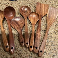 Rigby 7-Piece Wooden Kitchen Utensil Set, Cooking Utensils, Wooden Utensils AllModern