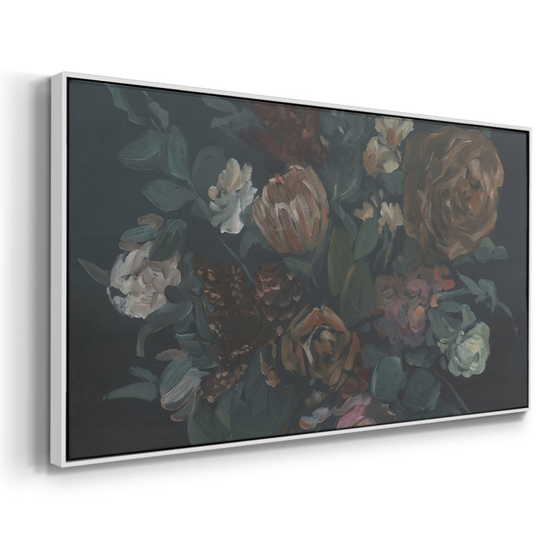 Antique nature morte florale I - Toile tendue avec châssis encadré - Prêt à être accroché, H 21 po x l 41 po, Blanc