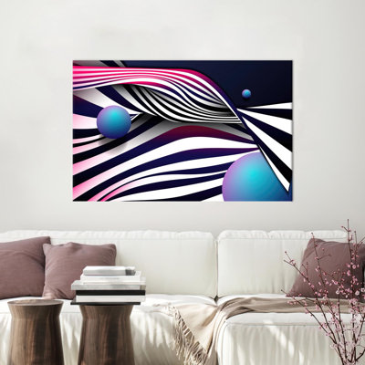 Modern Abstract Lines Art Wall Hanging Featuring Blue Accents Perfect as a Personalized Valentine's Day Gift