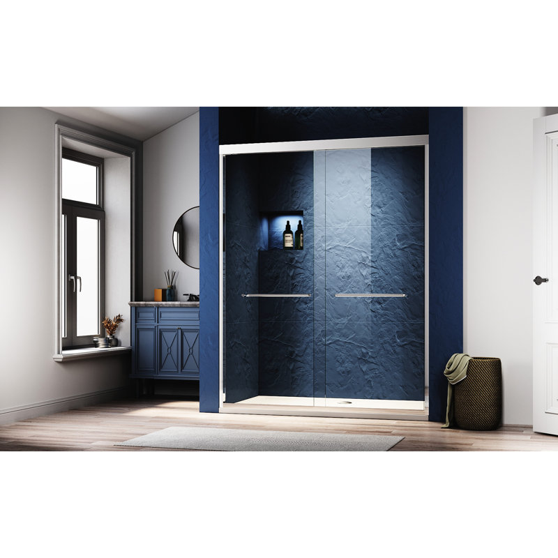 44 - 48 In. W X 72 H Sliding Semi Adjustable Shower Door Finish, Thick Clear Tempered Glass, Upgrade Aluminum And Stain Rollers Humanized Towel Hanging Design Handles