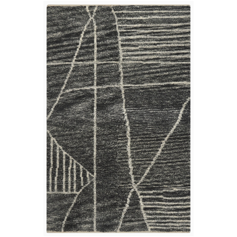 Lulu Abstract Area Rug in Steel Gray/White, Rectangle 10' x 14'