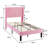 Twin Size Velvet Bed Frame with Wingback Headboard, Upholstered Platform Bed with Wing Side Channel Tufted Headboard, Solid Wooden Slats Support, No Box Spring Needed, Noise Free, Pink-514089474-514089484