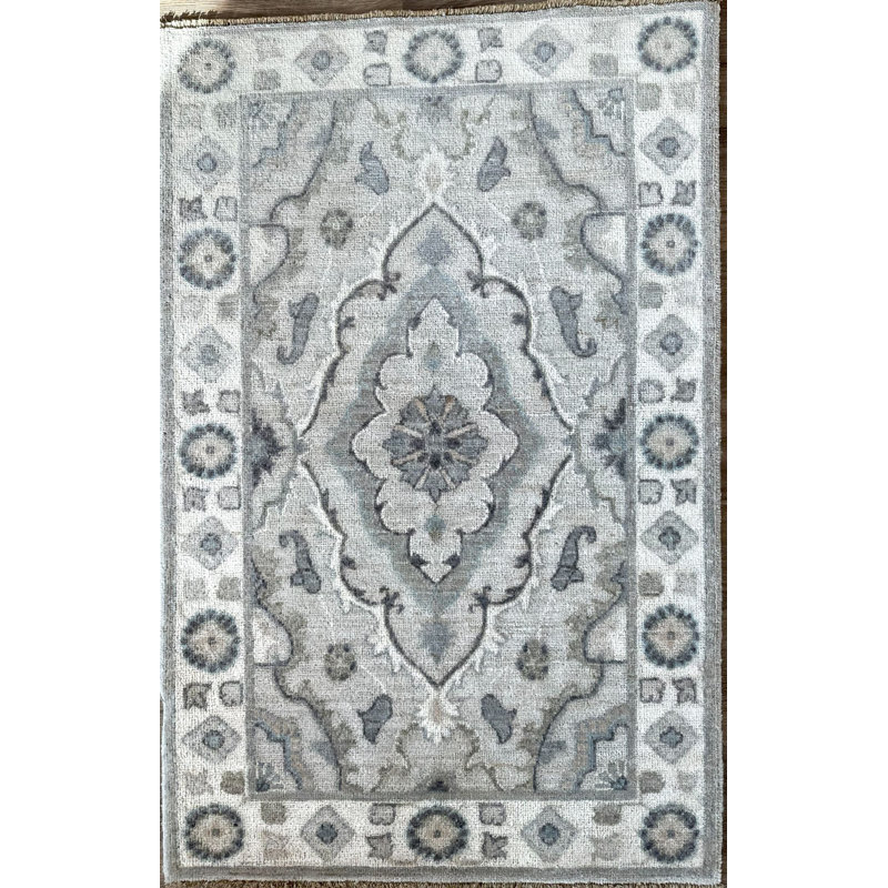 Tiny Knots Wool Oriental Area Rug in Sumner Ash