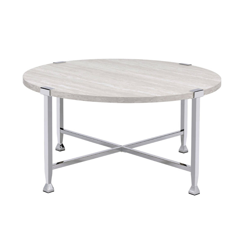 Table basse ronde avec cadre en métal
