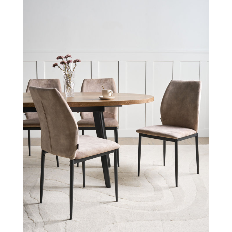 47cm H Fabric Upholstered Side Chair in Beige, Black, Taupe