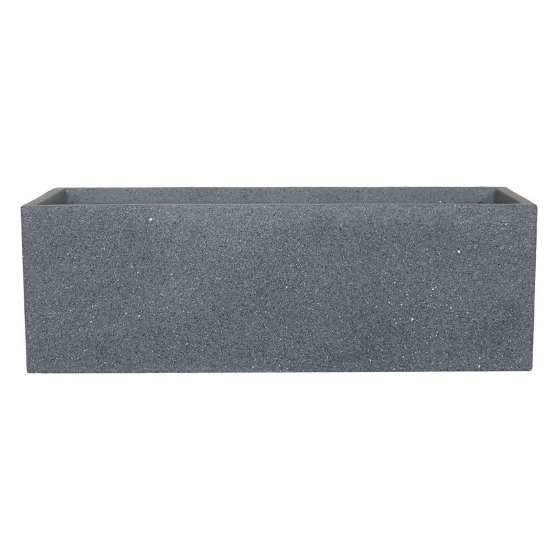 Textured Concrete Effect Window Flower Box Planter, Frostproof Outdoor Plant Pot, Narrow Garden Planter with Drainage Holes, Grey Windowsill Planter