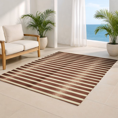 HorizontalStripes Brown Indoor and Outdoor Area Rug