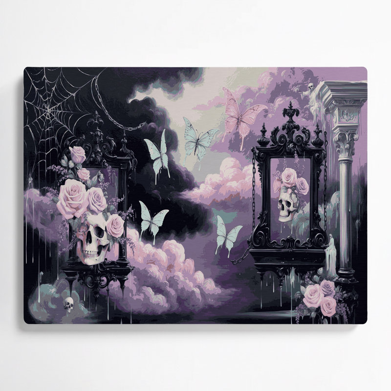 Halloween, gothique pastel, art mural gris en métal, H 11 po x l 14 po