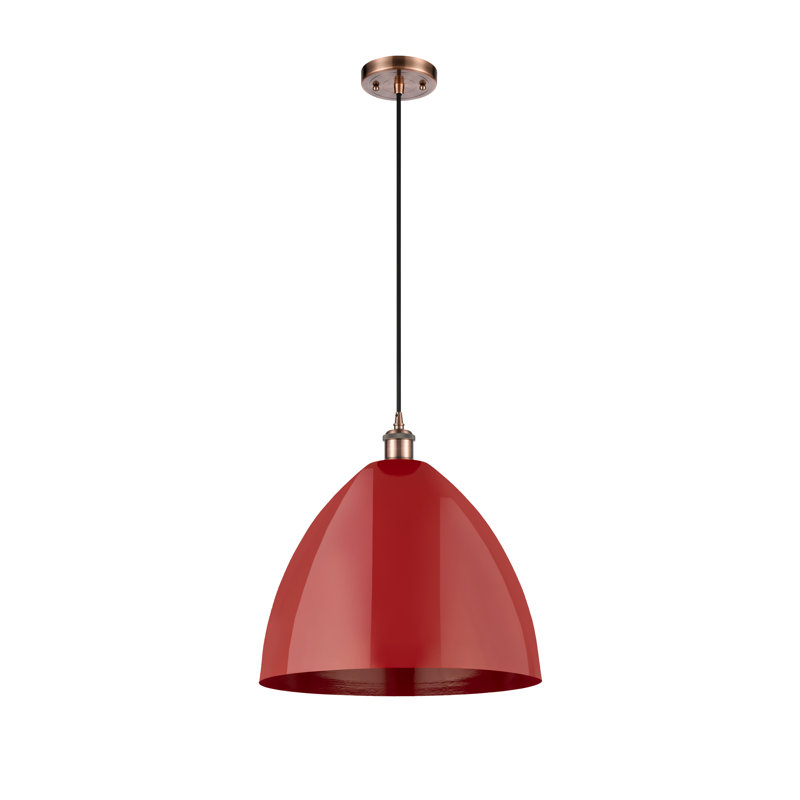 Luminaire suspendu conique 1 lumière, Rouge, Doré