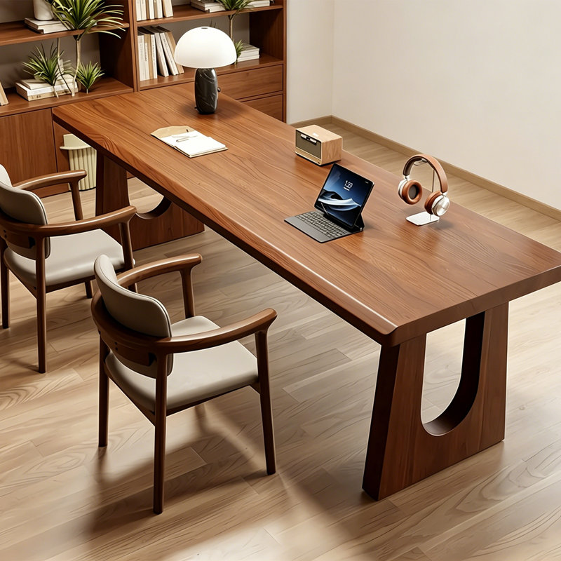 Bureau rectangulaire en bois de pin massif Nut-Brown, H 29,5 po x l 70,87 po x P 23,6 po