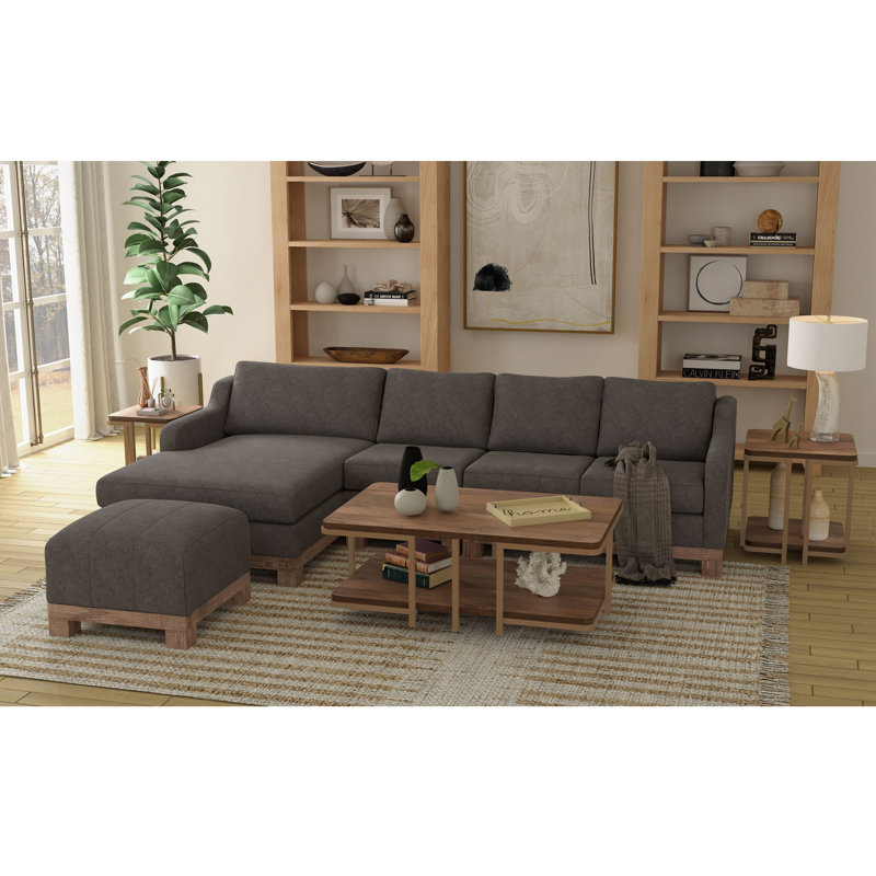 Wooden Frame & Base, Sectional, Iron Grey, Right Hand Facing
