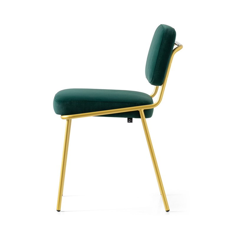 Sixty Upholstered Dining Chair with Metal Frame, Matt Taupe, Dark Forest Green