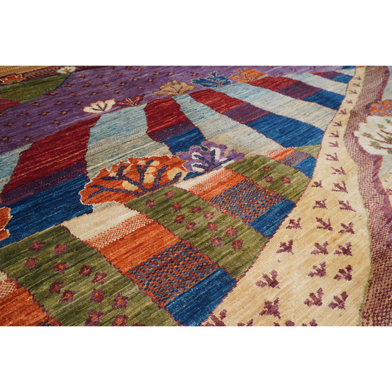 High-Quality Hand-Knotted Purple And Multi Area Rug