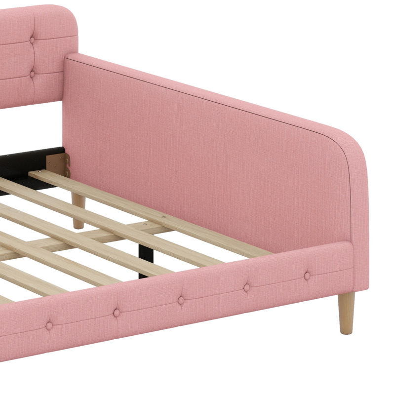 Upholstered Daybed With Support Legs, Pink