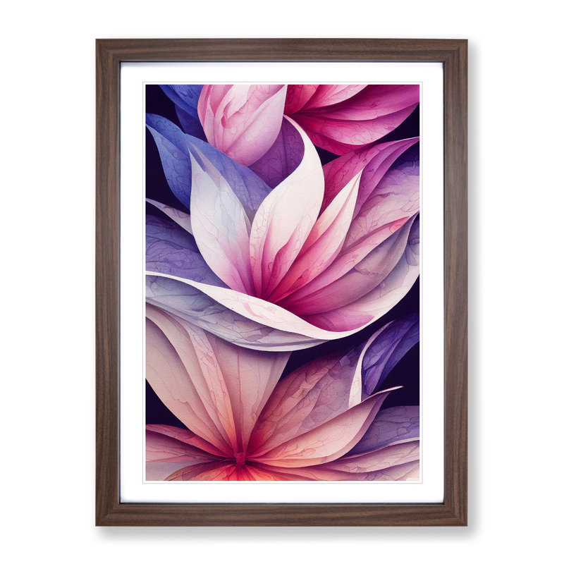 Wondrous Watercolour Flowers No.4 - Framed Print, 46cm H x 34cm W x 2cm D, Walnut Framed