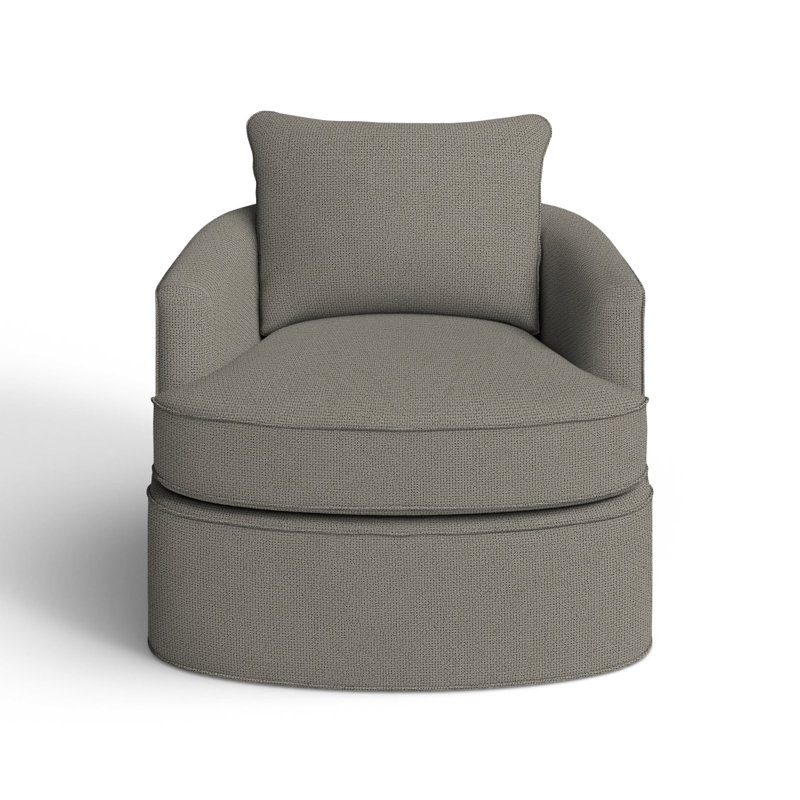 Mills Upholstered Swivel Barrel Chair, Ida Gray