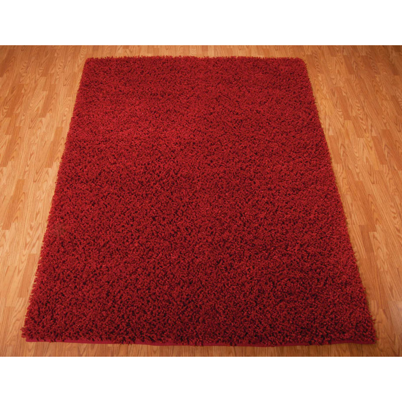 Tapis rouille à poils longs noué à la main Jelesia, Rectangle de 7 pi 6 po x 9 pi 6 po