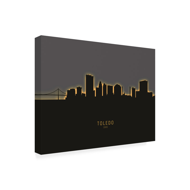 Michael Tompsett, «Toledo Ohio Skyline Glow II», art sur toile, H 24 po x l 32 po x P 2 po
