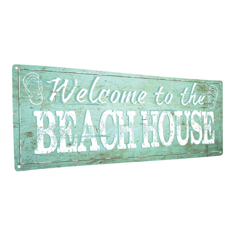 Panneau métallique "Welcome to the Beach House", H 5,75 po x l 15,5 po