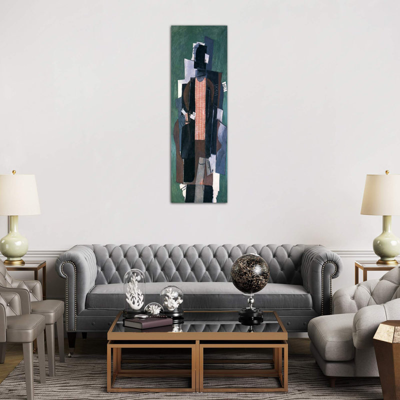 Man With A Pipe by Pablo Picasso - Panoramic Painting on Canvas, 121.92 cm H x 40.64 cm W x 1.91 cm D, No Frame