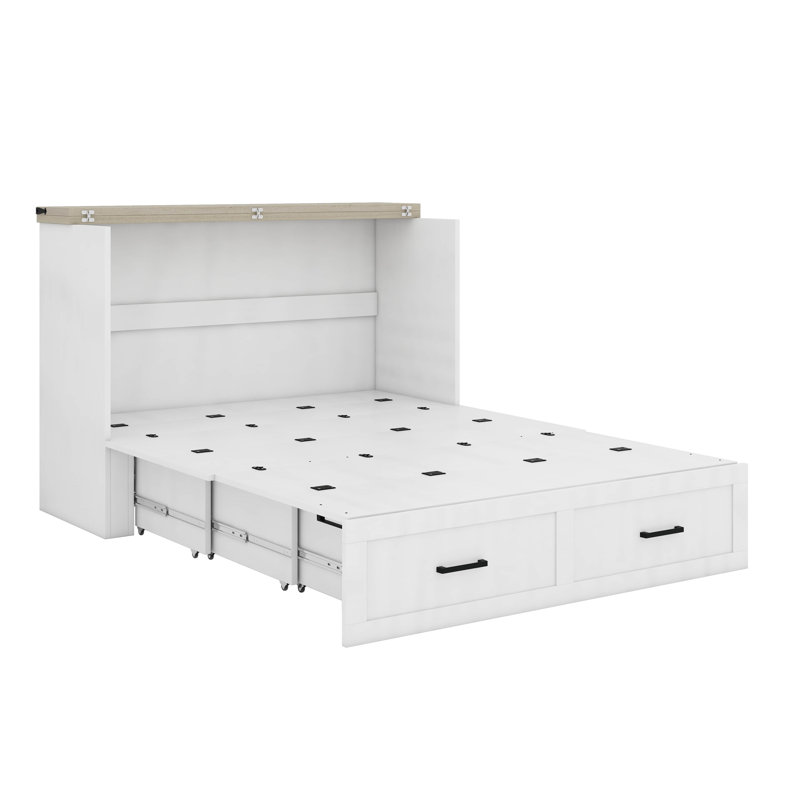 Grand lit escamotable avec station de charge, Blanc