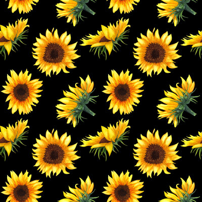Sunflower Seamless Pattern by BarvArt - Wrapped Canvas Painting