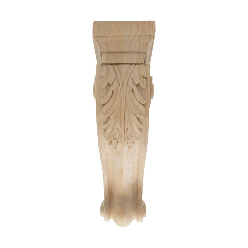 11" Hand Carved Alder Wood Acanthus Leaf Corbel