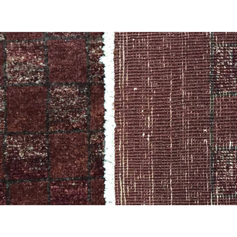 Hand-Knotted High-Quality Burgundy and Brown Area Rug