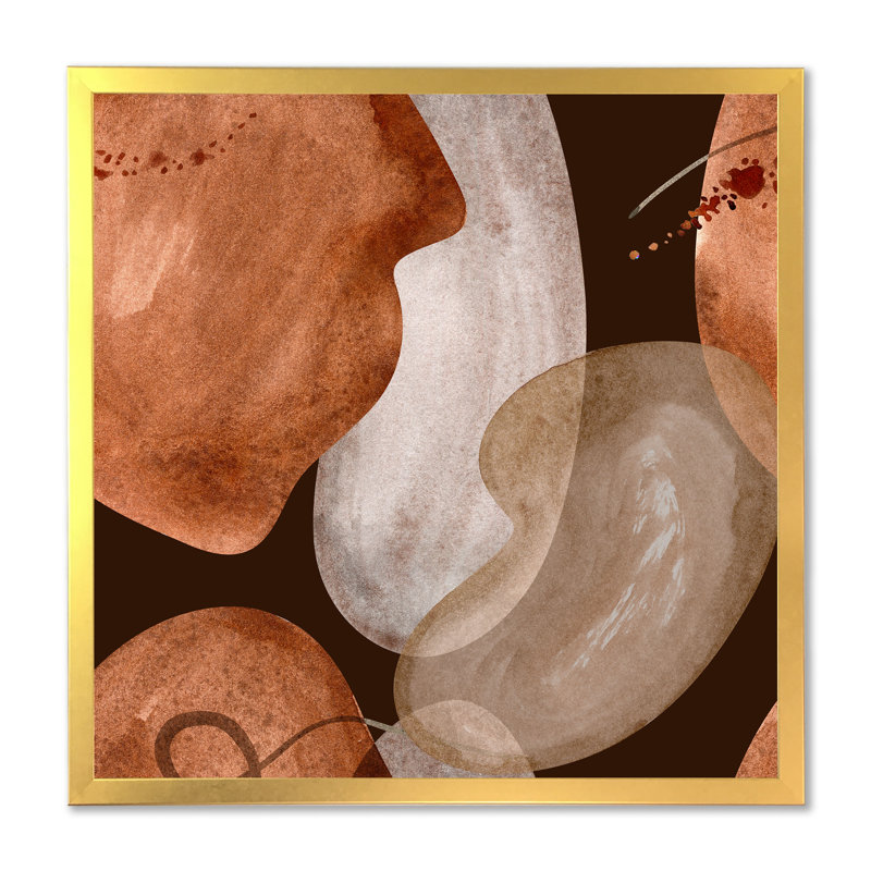 Décoration murale Mid-Century Earth Tones - Mid-Century, H 36 po x l 36 po x P 1 po, Cadre photo doré