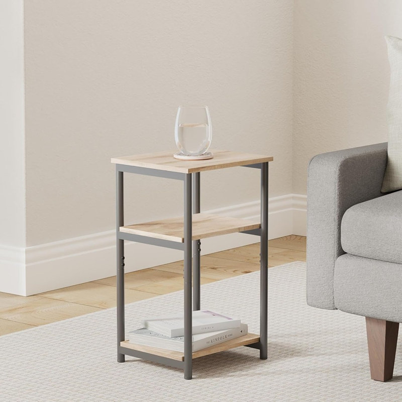 Grande table d'appoint moderne avec structure en acier, table de chevet brun chameau et encre noire pour le salon, la chambre à coucher, le bureau et la salle de bain