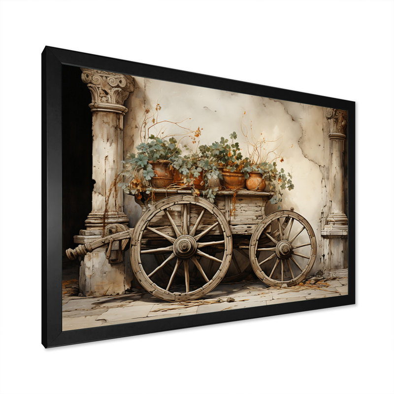 Vieille roue brune Jayona II, H 12 po x l 20 po x P 1 po, Cadre photo noir
