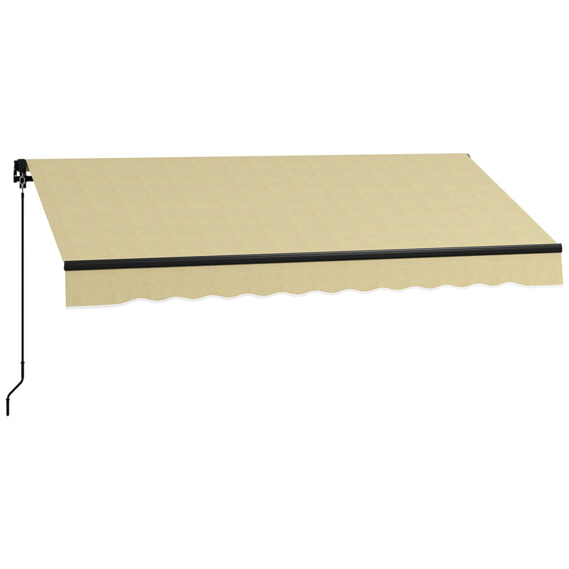 Auvent de patio 8 pi x 6,5 pi, parasol rétractable avec protection, structure en aluminium, beige pour différents espaces Contrôle manuel de l'abri de jardin, matériaux, espaces extérieurs
