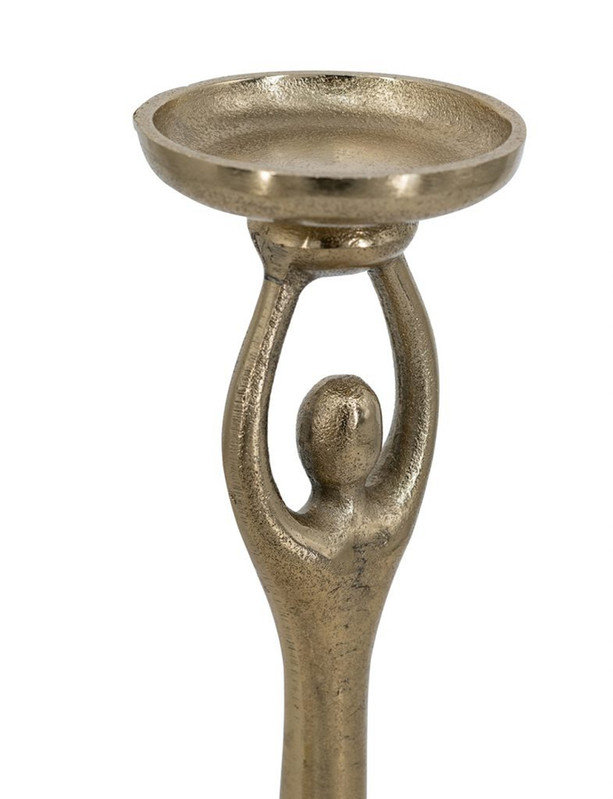 Ensemble de 2 porte-bougie pilier abstrait doré 2 pièces 9,5 po et 11,5 po - centre de ferme