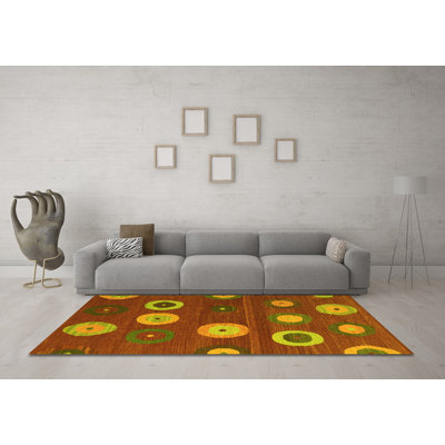 Tapis contemporains jaunes lavables à la machine 2783