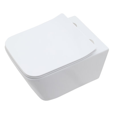 Cuvette de toilette allongée à fixation murale en céramique (siège inclus) sans réservoir