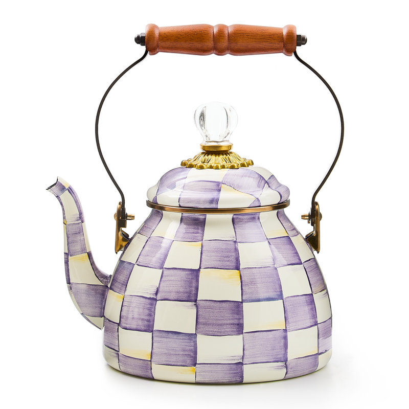 Violet Check Quart Tea Kettle