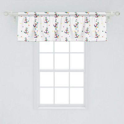 Ambesonne Nautical Tattoo Valance Pack of 2 Polygonal Anchor Multicolor