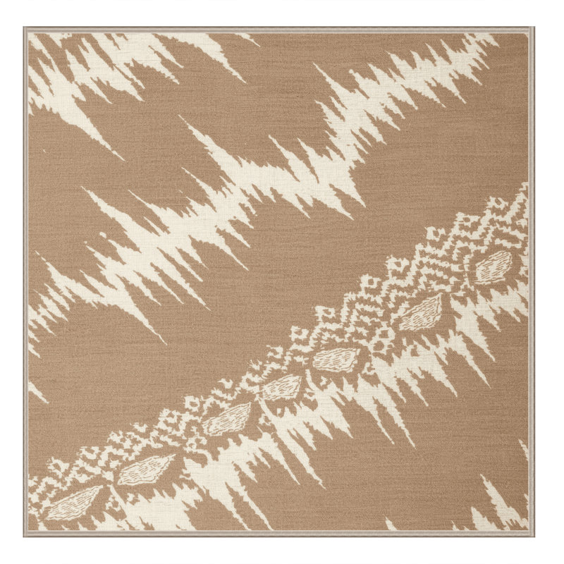Soft Plush Eichhorn Bohemian Ikat Area Rug in Brown – Beige Binding, 4' Square