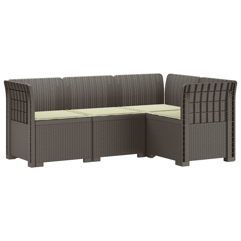 62 cm W Patio Sofa with Cushions, Cream, Light Grey