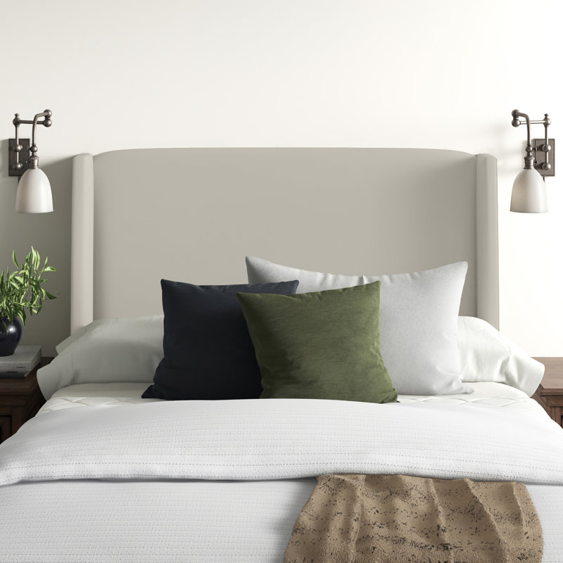 Tilly Upholstered Headboard, California King, Bella Light Gray Performance Velvet