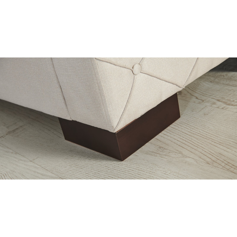 Canapé à accoudoirs carrés 89 po Tevrat, Microfibre/microsuède beige