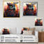 «Blue and Orange Mysterious Owl Forest IV», art mural hibou-223290868-223290637