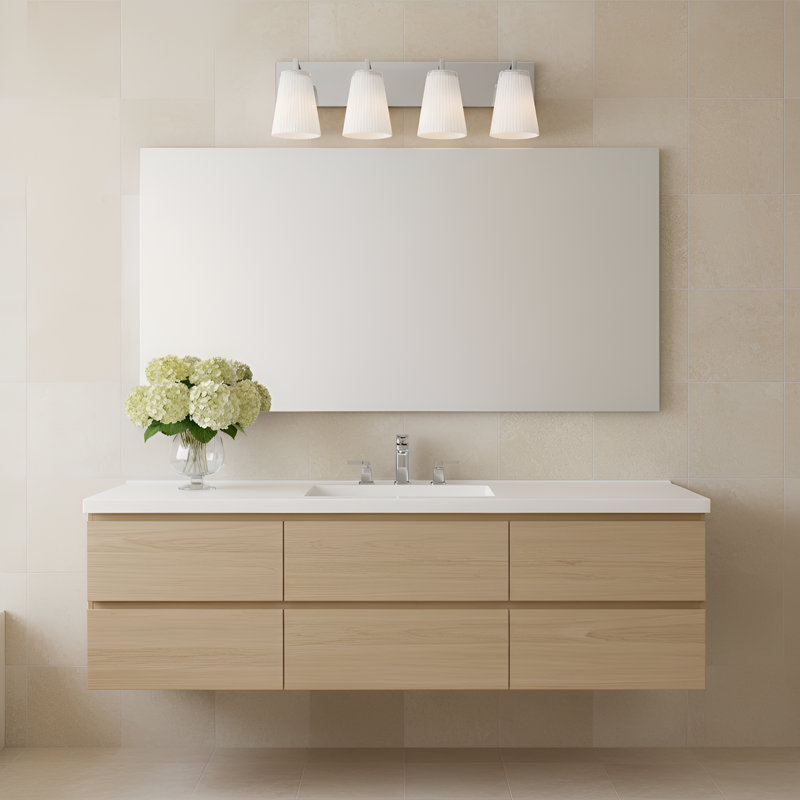 Très grand meuble-lavabo Upson de Génération Éclairage , H 7,75 po x l 24,25 po x P 6,25 po, Chrome, Quatre lumières