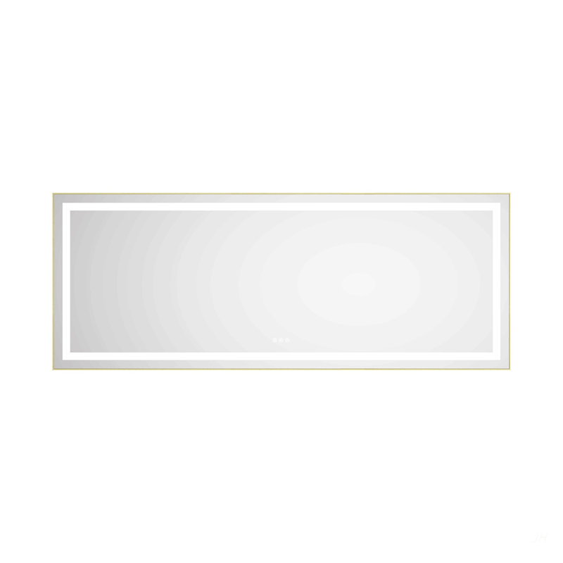 Miroir de salle de bain 72 "x 28" à DEL avec façade et rétroéclairage, miroir de meuble-lavabo mural avec cadre en aluminium, anti-buée, mémoire, 3 couleurs, réglable en continu