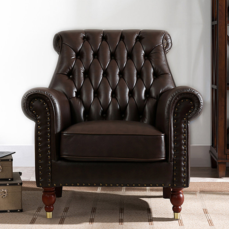Fauteuil inclinable de salon avec rivet rétro, Café foncé