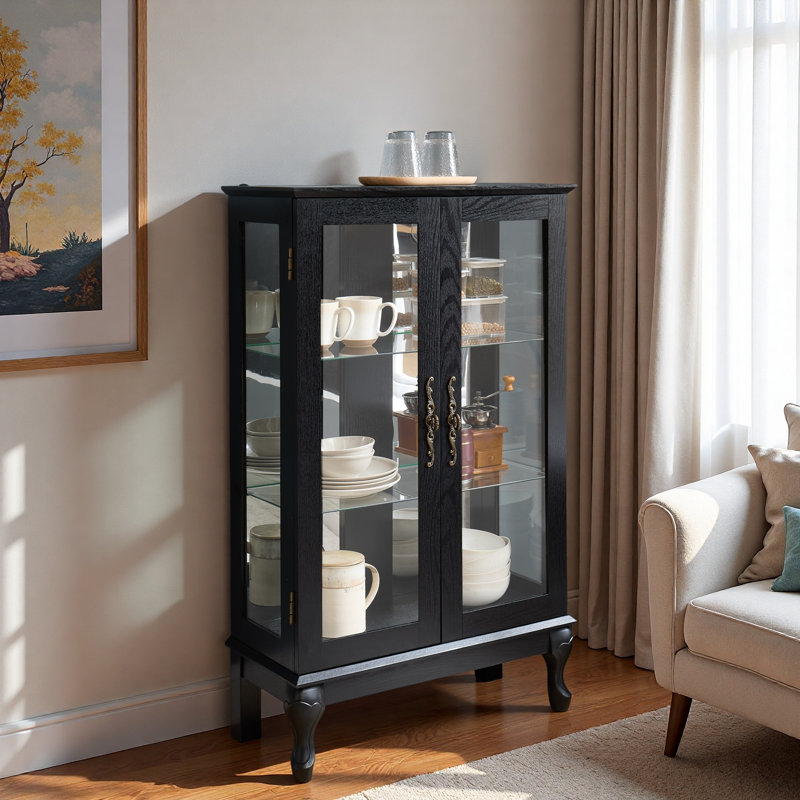 Lighted Display Cabinet With Led Light And Adjustable Shelves