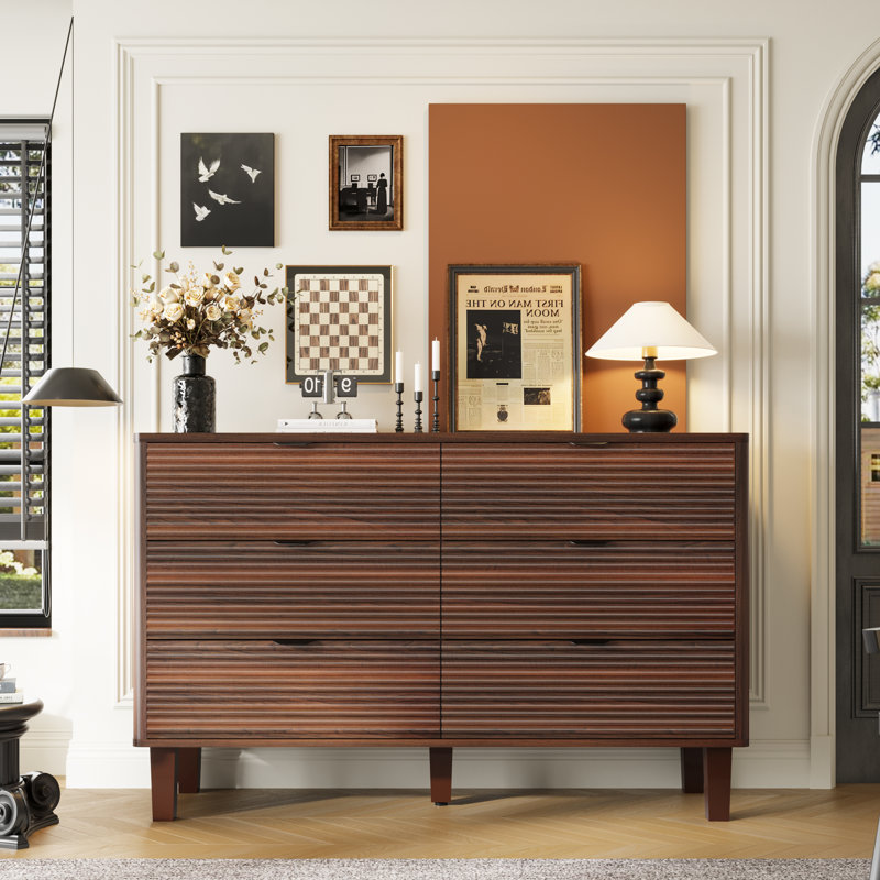 Grantville 6 Drawer 120Cm W Double Dresser, Walnut