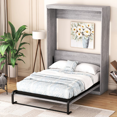 Full Size Bed In Gray Color - Cabinet Conversion & Space Optimization Advantage Bed, Build Practical