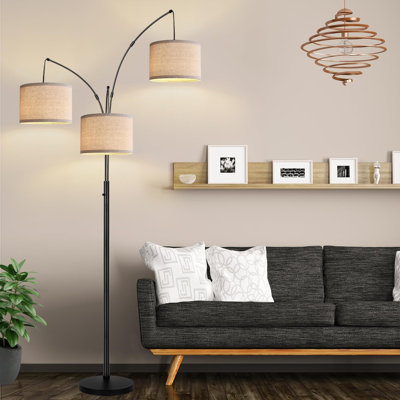 Lampe sur pied à arc, lampe sur pied moderne à intensité variable, 3 ampoules DEL incluses