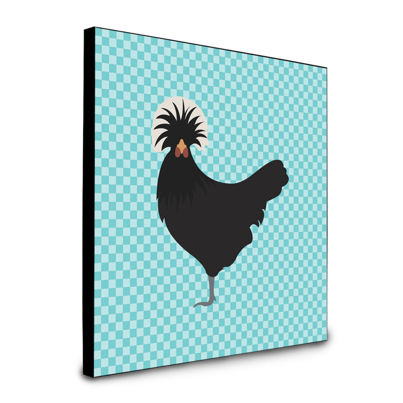 Panneau mural d’art à poulets polonais Shareena, bleu